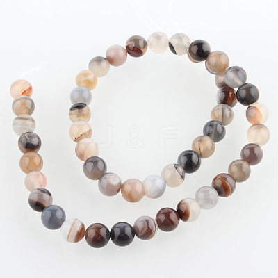 Dyed & Heated Natural Striped Agate/Banded Agate Round Beads Strands G-E230-01-8mm-1