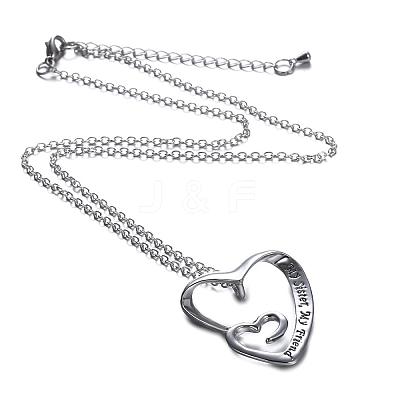 Creative Heart Engraved My Sister NJEW-N0052-098-1
