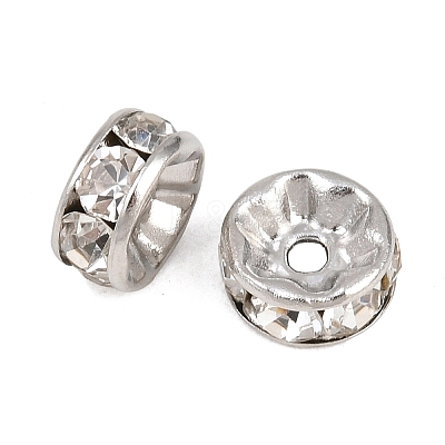 304 Stainless Steel Rhinestone Spacer Beads STAS-P444-01B-P-1