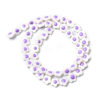 Natural Freshwater Shell Enamel Beads Strands SHEL-K006-01-1