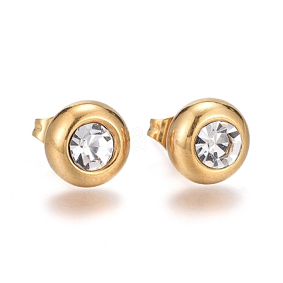 Ion Plating(IP) 304 Stainless Steel Stud Earrings X-EJEW-L251-A01-G-1