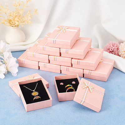 Rectangle Paper Jewelry Set Storage Boxes with Bowknot CON-TAC0014-04C-1