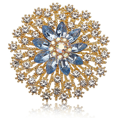 Flower Alloy Rhinestone Brooches for Backpack Clothes JEWB-WH20011-02C-1