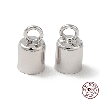 Anti-Tarnish Rhodium Plated 925 Sterling Silver Cord Ends STER-P055-02D-P-1