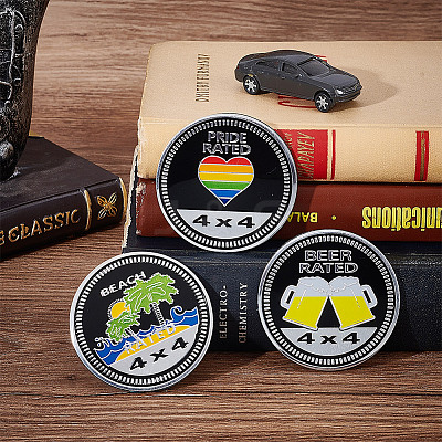 3Pcs 3 Styles Round Aluminum Car Decorative Stickers DIY-UN0005-42-1