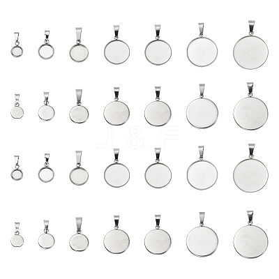 35Pcs 7 Styles 304 Stainless Steel Pendant Cabonchon Settings STAS-CJ0002-16-1