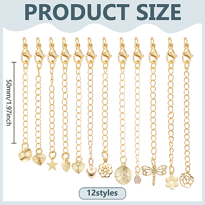 12Pcs 12 Styles Brass Chain Extender KK-ME0004-24-1
