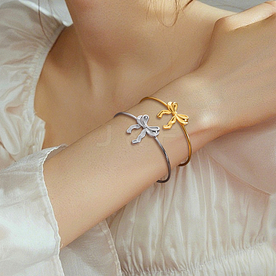 2Pcs 2 Colors 304 Stainless Steel Cuff Bangles BJEW-GO0001-20-1