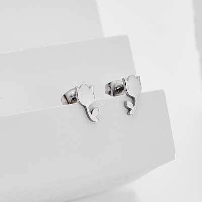 304 Stainless Steel Stud Earrings for Women WG63727-02-1