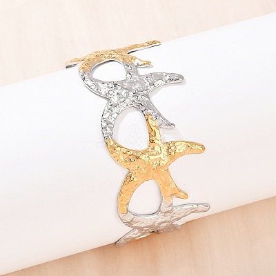 304 Stainless Steel Cuff Bangles for Women BJEW-G757-08GP-1
