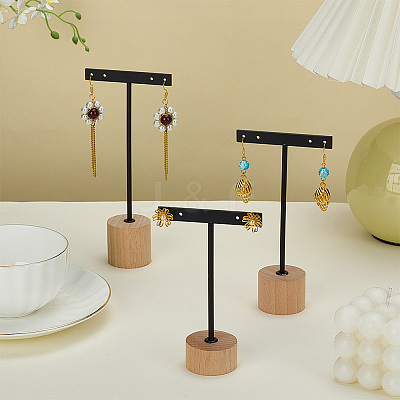 3 Sets 3 Styles Iron T Bar Earring Display Stands EDIS-FG0001-73B-1