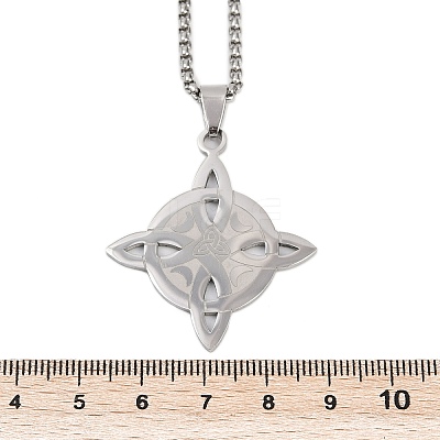 201 Stainless Steel Trinity Knot Wish Knot Pendant Necklaces for Men Women NJEW-K283-36P-1
