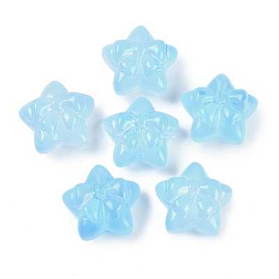 Transparent Spray Paint Glass Beads LS-GLAA-H035-02G-1