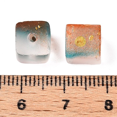 Frosted Glass Beads with Golden Glitter Powder LS-DGLA-NH001-8mm-01F-1