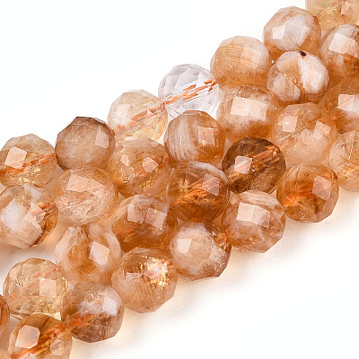 Natural Citrine(Heated) Beads Strands G-S345-8mm-18-01-1
