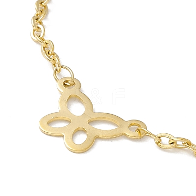 PVD Vacuum Plating 304 Stainless Steel Butterfly Link Anklet with Cable Chains for Women STAS-E001-16G-1
