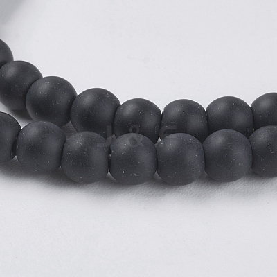 Synthetic Black Stone Beads Strands X-G-G508-6-1