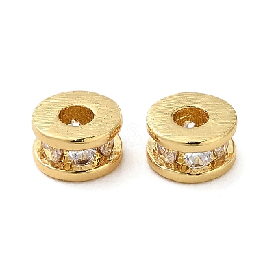 Rack Plating Brass Pave Cubic Zirconia Beads KK-K346-32G-1