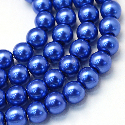 Baking Paint Pearlized Glass Pearl Round Bead Strands X-HY-Q003-10mm-28-1