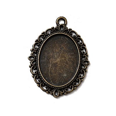 Tibetan Style Alloy Pendant Cabochon Settings X-TIBE-T003-09AB-NR-1