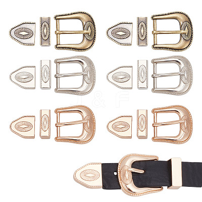 6 Sets 3 Colors Belt Alloy Buckle Sets FIND-WR0011-10-1