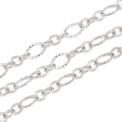 304 Stainless Steel Textured Oval Link Chains CHS-P028-12P-1
