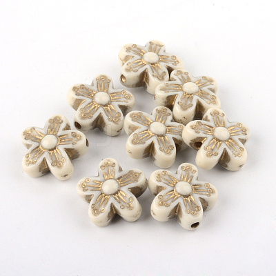 Flower Plating Acrylic Beads PACR-Q102-138A-1