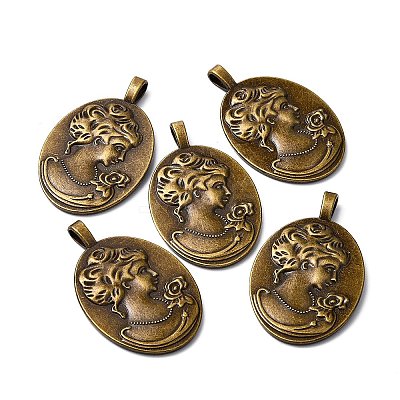 Tibetan Style Alloy Pendant Cabochon Settings LS-TIBEP-5342-AB-FF-1