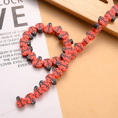 5 Strands Handmade Polymer Clay Beads CLAY-SC0001-45B-1