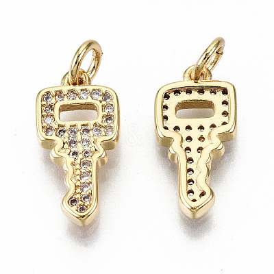 Brass Micro Pave Clear Cubic Zirconia Pendants ZIRC-S067-153-NF-1