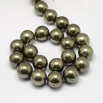 Natural Pyrite Beads Strands G-L031-18mm-01-1