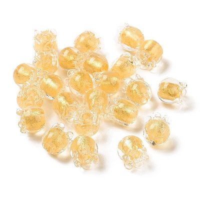 Handmade Gold Foil Lampwork Glass Beads X1-LAMP-G158-02A-1
