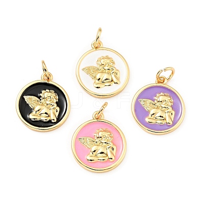 Brass Enamel Pendants KK-G416-38G-1