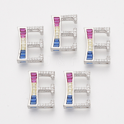 Brass Cubic Zirconia Slide Charms ZIRC-S063-01E-P-1