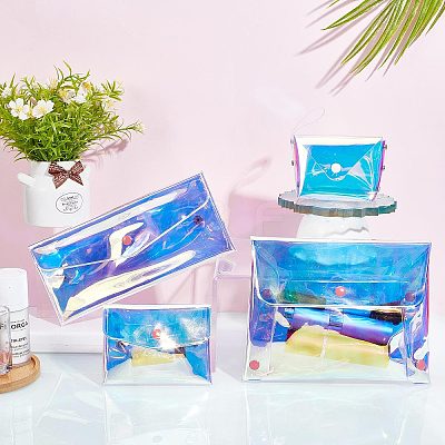 12Pcs 4 Style Laser Iridescent PVC Small Wallets AJEW-CP0005-51-1