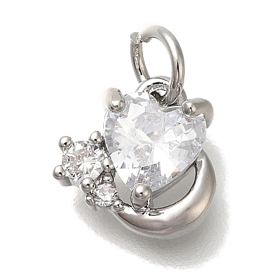 Rack Plating Brass Micro Pave Cubic Zirconia Charms KK-I720-68P-1