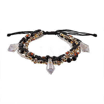 Sparkling Glass Seed Beads 5 Layered Anklet AJEW-SW00006-04-1