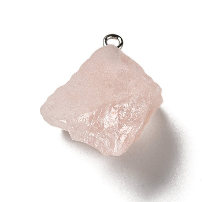 Raw Rough Natural Rose Quartz Pendants G-A028-01D-1