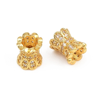 Brass Micro Pave Clear Cubic Zirconia Beads CU-CBA6A75-10G-1