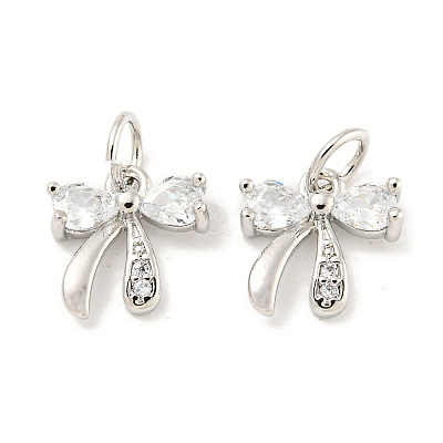 Rack Plating Brass Micro Pave Clear Cubic Zirconia Pendants KK-B093-01B-P-1