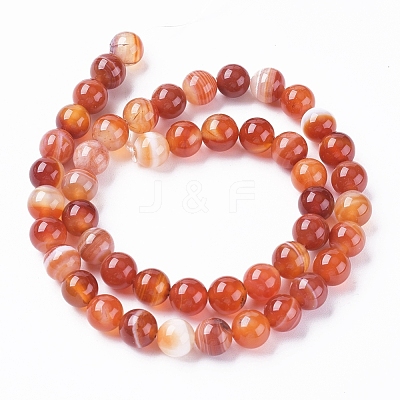Natural Striped Agate/Banded Agate Beads Strands G-G582-6mm-59-1