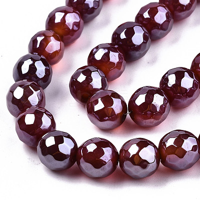 Electroplate Natural Agate Beads Strands G-T131-54I-1
