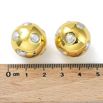 Rack Plating Brass Beads with Baroque Natural Keshi Pearl KK-K348-13G-1