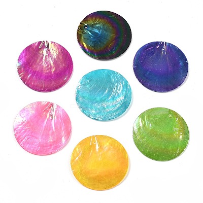 Spray Painted Natural Capiz Shell Pendants SSHEL-Z002-01-1