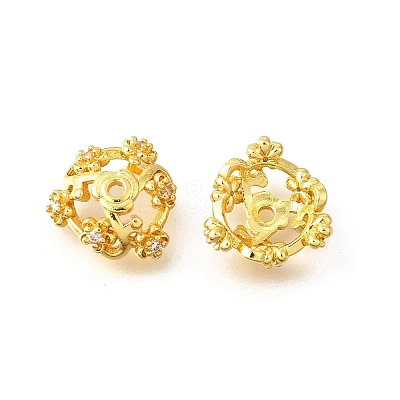 Flower Brass Bead Caps KK-V008-06G-1