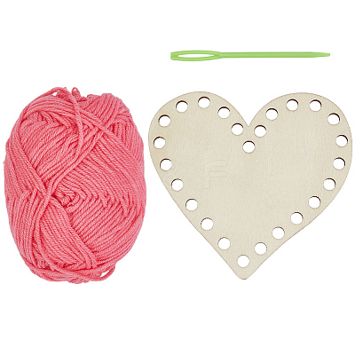DIY Heart Wood Knitting Loom Kits DIY-CY0003-10A-1