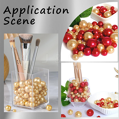 150Pcs 4 Styles ABS Plastic Imitation Pearl Beads OACR-SP0001-68-1