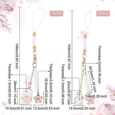 4Pcs 2 Styles Cute Japanese Cherry Blossom Pendant Decorations HJEW-OC0001-27-1