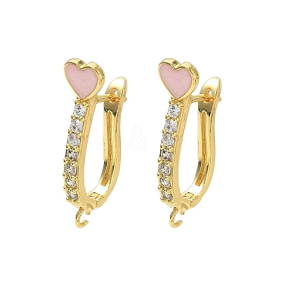 Brass Micro Pave Clear Cubic Zirconia Hoop Earring Findings EJEW-C185-01G-02-1