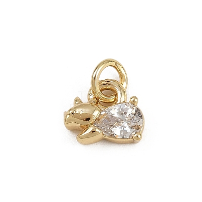 Brass Micro Pave Cubic Zirconia Elephant Charms KK-D409-41G-A-1